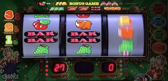 ジャグラーガールズSSのチェリー重複2リール確定目の停止型パターン