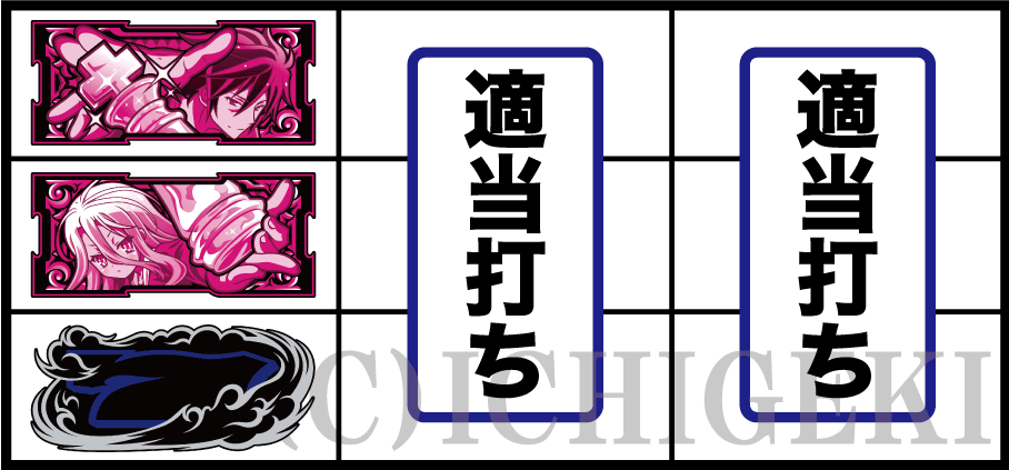 ノーゲーム・ノーライフ ＴＨＥ ＳＬＯＴの上中段2連ピンク図柄停止時の打ち方手順