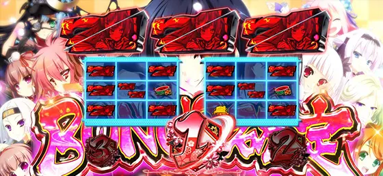 パチスロ　戦国†恋姫のボーナス入賞時の画面