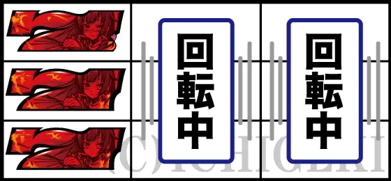 パチスロ　戦国†恋姫のリーチ目(３連赤7停止)の停止型