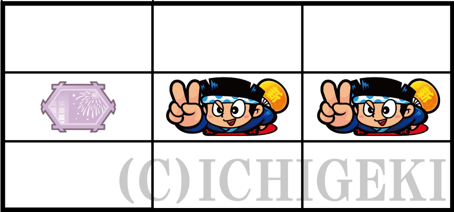 新ハナビの1枚役の停止型(中段ブランク･ドン図柄･ドン図柄)
