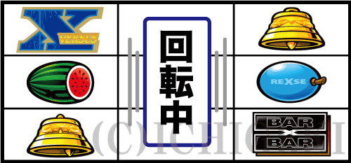 バーサスリヴァイズの左リール「3連X図柄」付近のリーチ目
