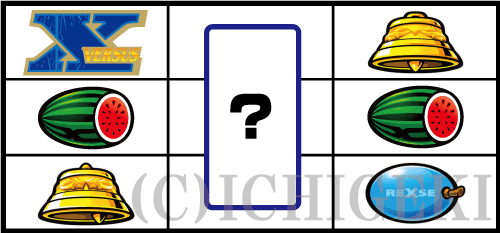 バーサスリヴァイズの左リール「3連X図柄」付近のリーチ目