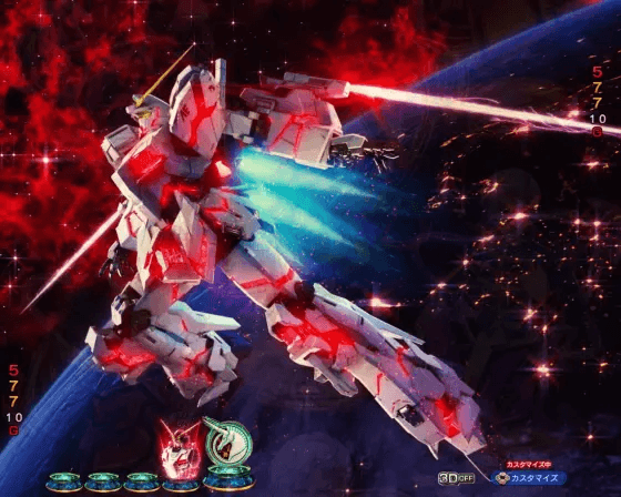 パチンコeフィーバー機動戦士ガンダムユニコーン 再来-白き一角獣と黒き獅子-のデストロイモード背景