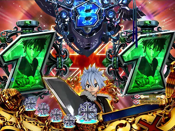 パチンコスマパチ RAVE 覚聖ループのリーチ中背景色変化予告