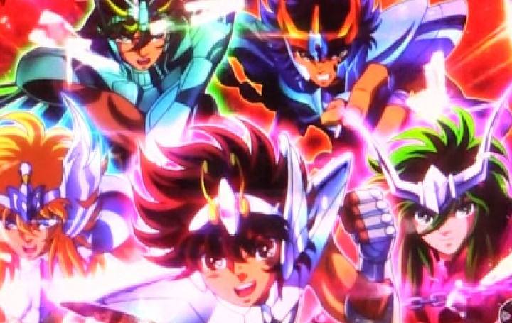 パチンコe聖闘士星矢 超流星CliMAX349の青銅シルエット予告5人画像