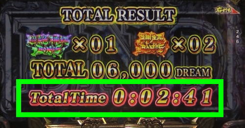 パチンコPビッグドリーム3のリザルト画面