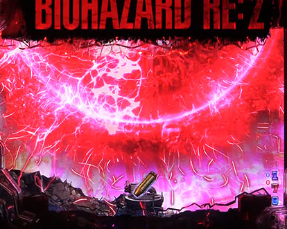 パチンコPバイオハザード RE:2のロゴギミック予告(ガタガタ)