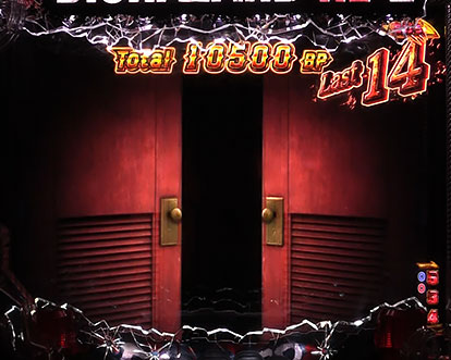 パチンコPバイオハザード RE:2のHAZARD RUSH XTREME(扉告知)