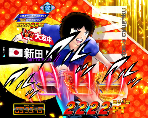 パチンコPキャプテン翼 若林甘えんなよ！Ver.のVICTORY RUSH:図柄縦回転