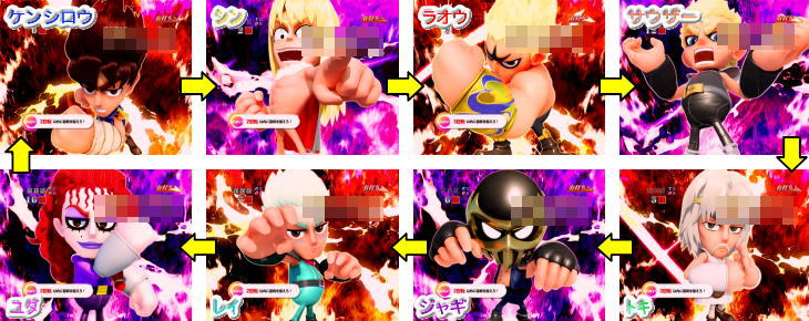 パチンコP DD北斗の拳2ついでに愛をとりもどせ!! ラオウ99アミVer.の筐体図柄画像