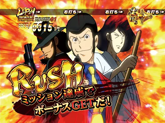 パチンコPルパン三世 消されたルパン 99verのRUSH