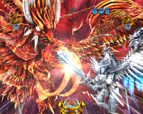 パチンコP牙狼月虹ノ旅人絆 GIGA GHOST Ver.の牙狼王牙vs朱雀