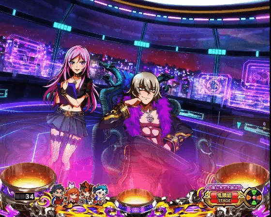 パチンコP大工の源さん超韋駄天2極源LighTの鬼頭組ステージ画像