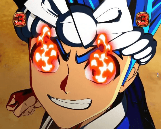 パチンコP大工の源さん超韋駄天2極源LighTの目に炎が灯る画像