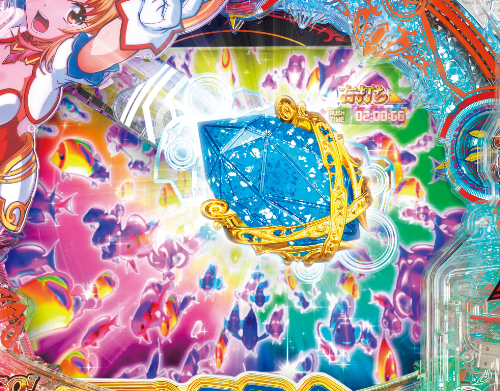 パチンコP GO!GO!マリン超連撃BATTLEのクリスタル役物演出マジカル魚群画像
