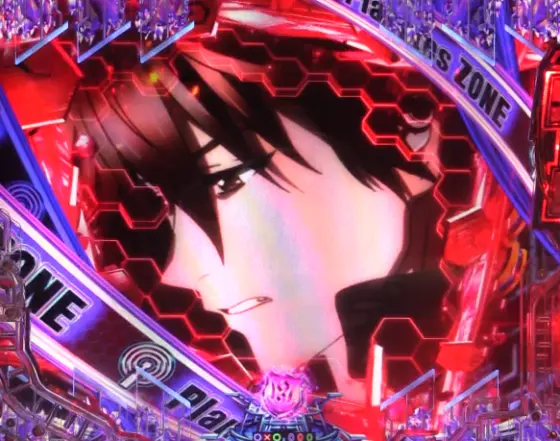 パチンコPギルティクラウン2 プレミアムライブチケットのリーチ後ボタン赤カットイン画像