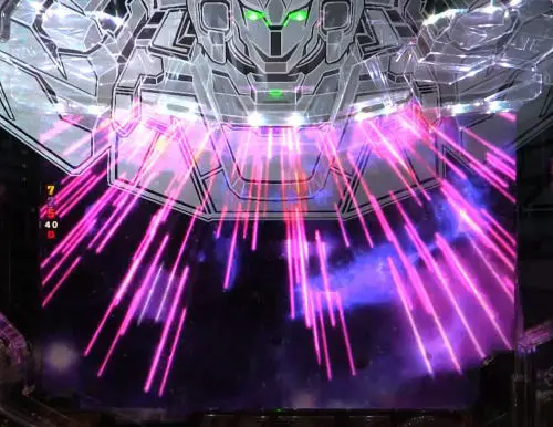 パチンコPフィーバー 機動戦士ガンダムユニコーンのSPリーチ発展時役物予告:ユニコーンモード