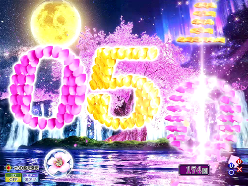 パチンコP花満開 月光GCAの図柄戻り画像
