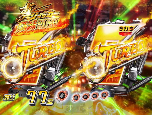 パチンコぱちんこ 仮面ライダー 轟音の7図柄テンパイ