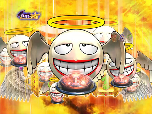 パチンコPA激デジ笑ゥせぇるすまん最後の忠告の天使にデカボタンをチャンスの画像