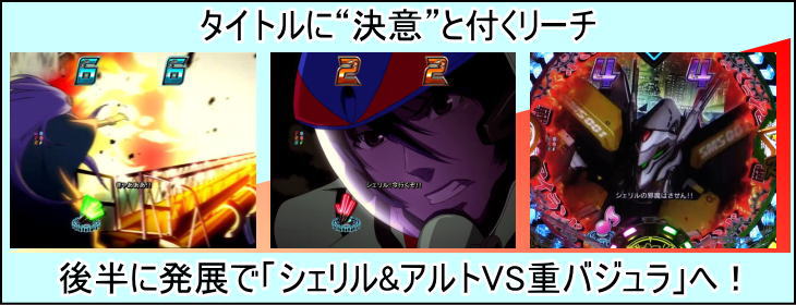 パチンコPフィーバーマクロスフロンティア4のバトル系リーチ:“決意”の画像