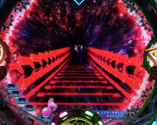 パチンコPフィーバーマクロスフロンティア4のカタパルト変動アクション予告:赤の画像