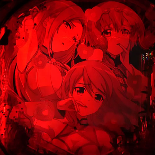パチンコP麻雀物語4 77ver.の三姉妹イルミフラッシュ予告