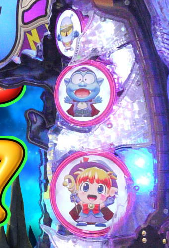 パチンコ　ミニミニモンスター4aの三連モンスターランプ予告