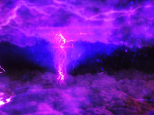 パチンコPモモキュンソードMCの雷雲予告画像