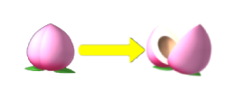 パチンコPモモキュンソードMCの桃が割れる画像
