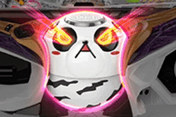 パチンコP七つの美徳 ゴールデンエンジェルタイムのキレパンダボタンの目が激しく点滅画像