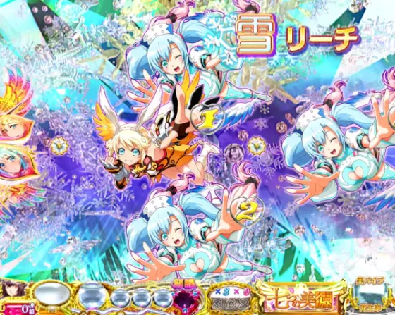 パチンコP七つの美徳 ゴールデンエンジェルタイム スイート99Ver.の雪SPリーチ画像