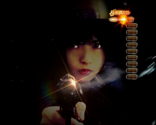 パチンコぱちんこ 乃木坂46 トレジャースペックのガンマン告知画像