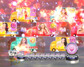 Pぱちんこ 乗物娘 WITH CYBERJAPAN(R)DANCERS M-K1のノーマルロングリーチダブルテンパイ画像