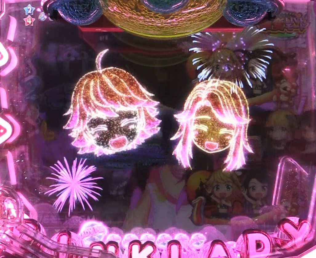 パチンコピンクレディーの花火予告の画像