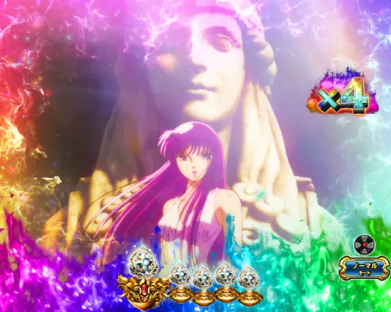 パチンコP聖闘士星矢 超流星LIGHTのBGMステップアップ予告STEP4