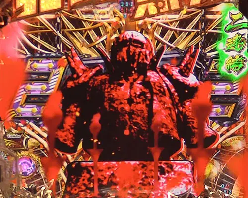 パチンコP真・北斗無双 第4章のノーマルリーチ中ボタン予告