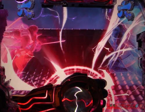 パチンコP新鬼武者 DAWN OF DREAMSの役物作動 赤