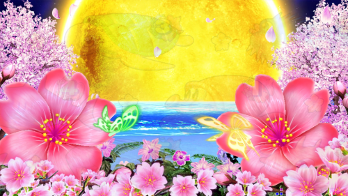 パチンコPスーパー海物語 IN 沖縄5 桜ver.199の満月の画像