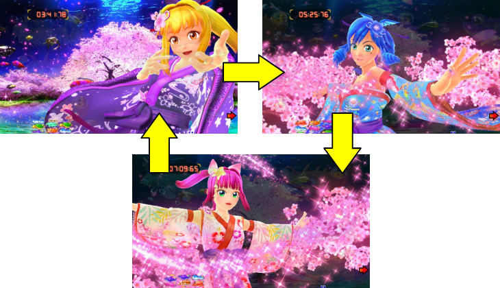 PAスーパー海物語 IN 沖縄5 夜桜超旋風 99ver.のキャラ変化画像