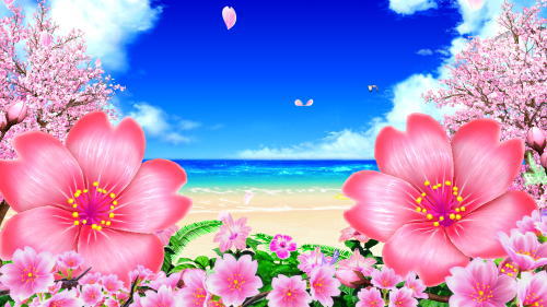 パチンコPAスーパー海物語 IN 沖縄5 夜桜超旋風 99ver.の桜ビスカスモード