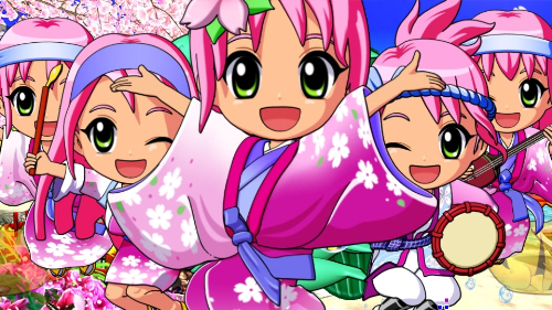 パチンコPAスーパー海物語 IN 沖縄5 夜桜超旋風 99ver.のミニキャラジャンプ