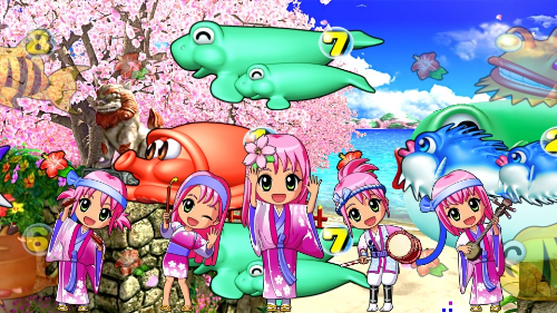 パチンコPAスーパー海物語 IN 沖縄5 夜桜超旋風 99ver.のミニキャラジャンプ演出