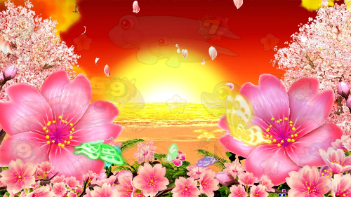 パチンコPAスーパー海物語 IN 沖縄5 夜桜超旋風 99ver.の背景夕方