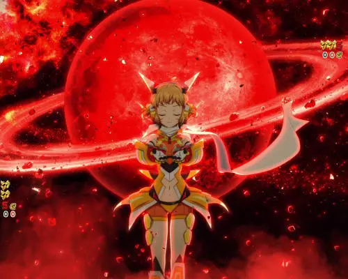 パチンコPフィーバー戦姫絶唱シンフォギア3 黄金絶唱の絶唱演出発生時に背景に赤い月