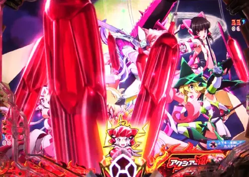 パチンコPフィーバー戦姫絶唱シンフォギア3 黄金絶唱の月の前に立つ6人画像
