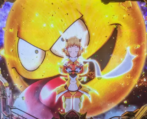 パチンコPフィーバー戦姫絶唱シンフォギア3 黄金絶唱の絶唱演出発生時の背景がゴーストの月