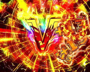Pフィーバー戦姫絶唱シンフォギア2 1/77ver.のV入賞時のエフェクト色　虹