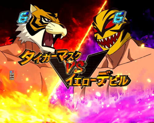 パチンコPフィーバータイガーマスクW Lightver.のタイガーVSイエローデビル画像